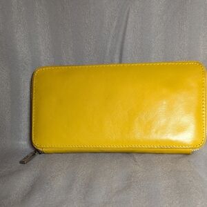 HOBO Yellow Leather Wallet with Patterned Interior